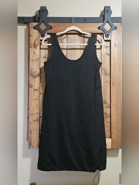 Babaton 1-01 Black Sleeveless Drawstring Hem Shift Dress XS NWOT